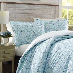 Laura Ashley Stonewashed Jaynie Floral Ticking Striped Bed Duvet Set